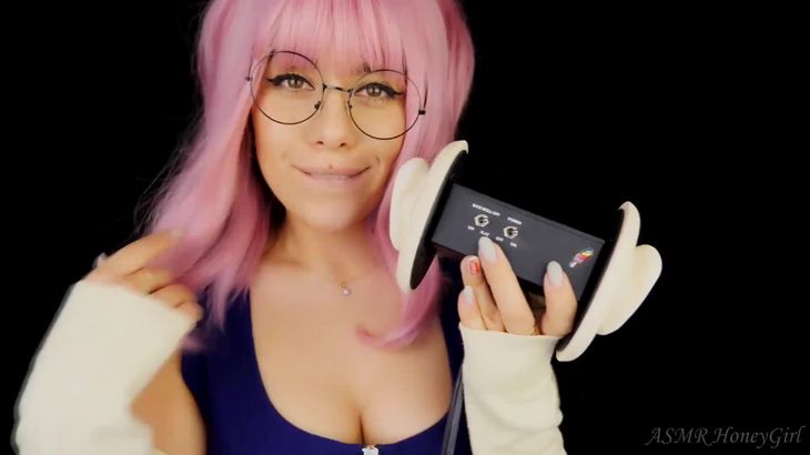 ASMRHoneyGirl 可爱的舔耳朵，舌头在耳朵里面？
